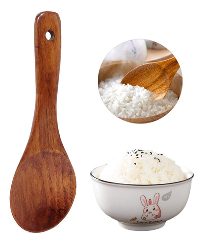 Honbay 2 Cucharas De Madera Para Arroz, De Madera Antiadhere
