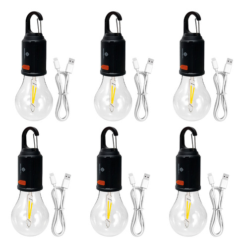 Foco Exterior Portátil Con Gancho Led Usb Recargable 6pcs