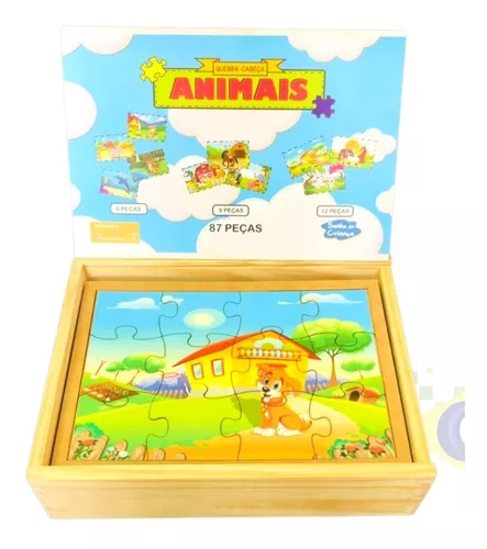 Kit 20 Jogos Quebra Cabeça Infantil Animais Transporte Mdf