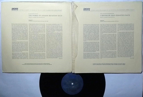 Johann Sebastian Bach Lp Aleman Archiv 1953 De Coleccion (Usado)