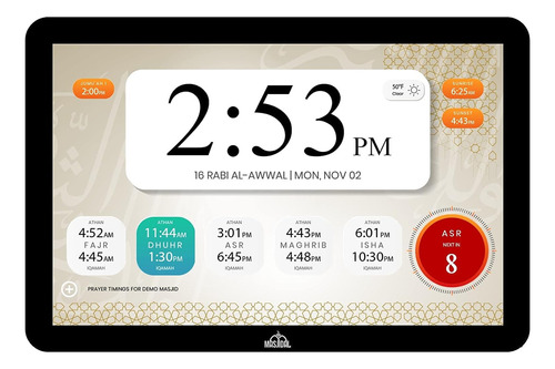 Reloj Azan Digital Masjidal 10 Con Wifi Dynamic Touch.