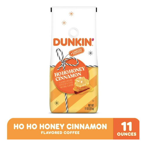 Dunkin Ho Ho Honey Cinnamon Flavored Coffee, Ground 11oz Bag