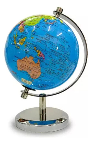 Globo Terráqueo Soporte Metálico 20cm Luz Led