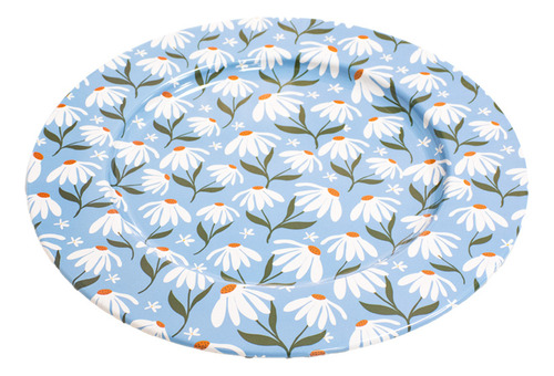 Juego 6 Platos Base De Metal Diseño Flores Blancas 33cm
