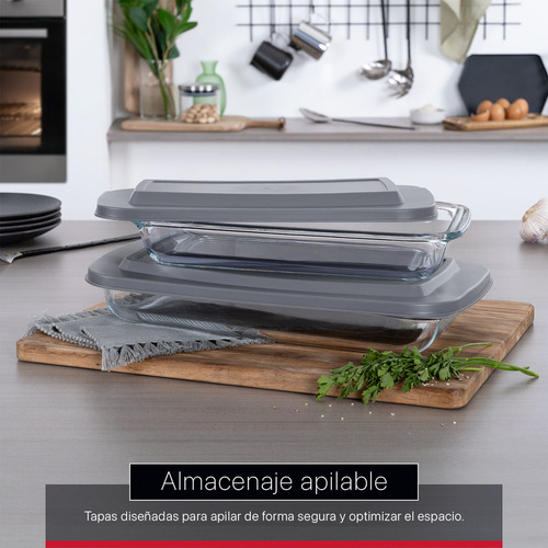 Set 2 Refractarios De Vidrio Para Horno Con Tapa