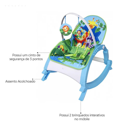 Cadeira De Balanço Para Bebê Color Baby Bandeja Alimentação