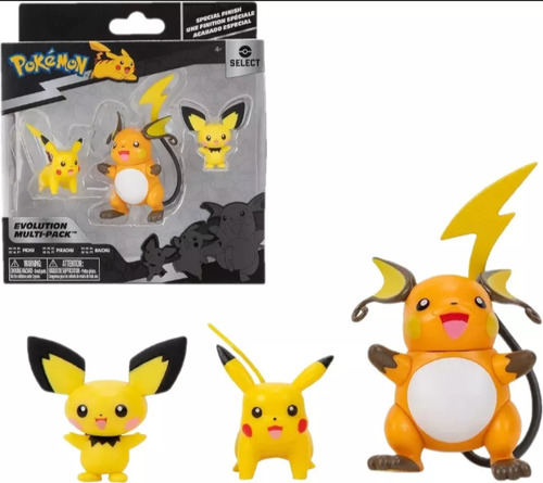 Set De Figuras Pokémon Evolución Pichu, Pikachu, Raichu
