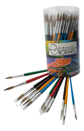 Pinceles Rodart 6233 C/144 Pz Bote Tamaños Cerdas Marrón