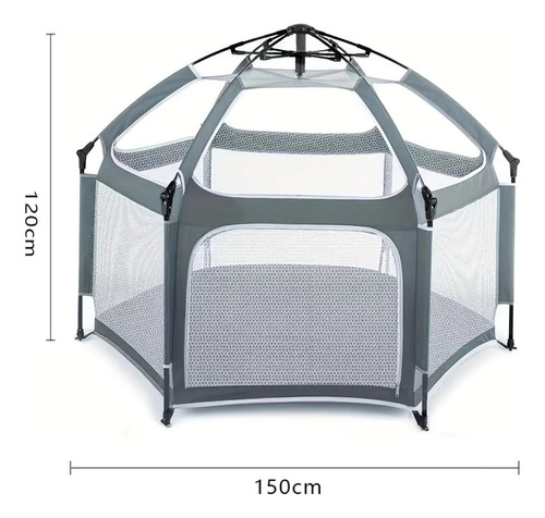 Corral Para Bebe Exterior Jardin Con Toldo Hexagonal Viaje Gris Liso