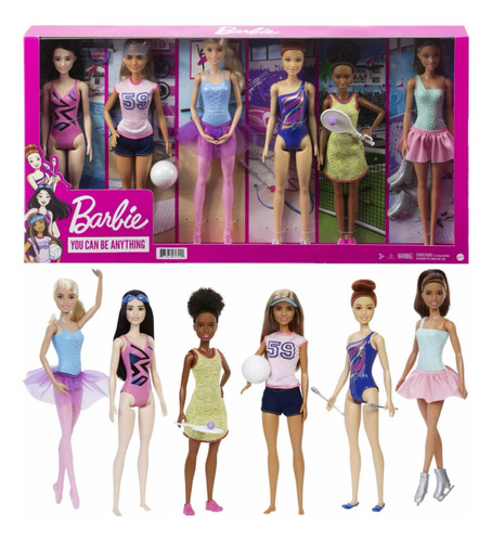 Muñecas Barbie Carrera Set De 6 Muñecas 30cm Original Mattel