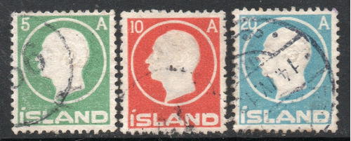 Islandia Serie X 3 Sellos Usados Rey Frederik 8° Año 1912 