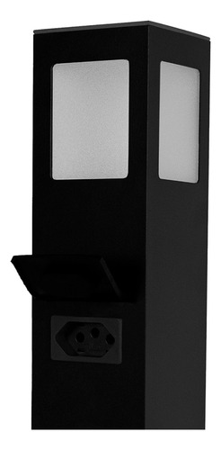 Poste Balizador Com Tomada Para Jardim Led E27 Preto