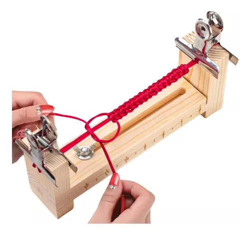 Soporte De Madera Para Tejer Pulseras + 2 Clips De Fijación