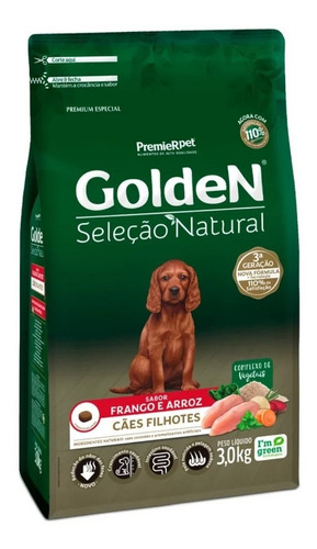 Ração Golden Seleção Natural Filhote Frango E Arroz 3kg