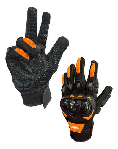 Guantes Para Motociclista Naranja Isp Tactil Con Limpiamica Naranja L
