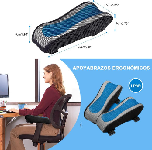 Reposabrazos Ergonómicos Para Silla De Oficina Con Gel Refrescante Juego De 2 Reposabrazos