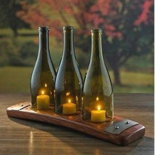 Cuello De Botella Verde, Manualidades, Lámparas, Velas, 3pza