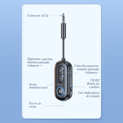 Adaptador Bluetooth 3.5mm Receptor Transmisor Para Audio Aux