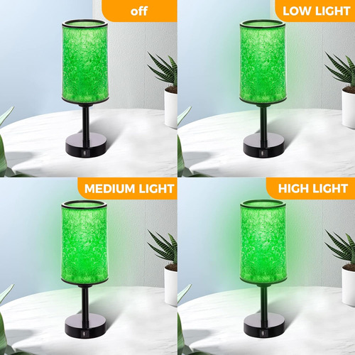 Lámpara De Mesita De Noche Verde De Resina Dura Con Puertos
