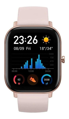 Smartband Amazfit Fashion GTS 1.65" caja de  aleación de aluminio y polímero  rose gold, malla  rose pink de  silicona A1914