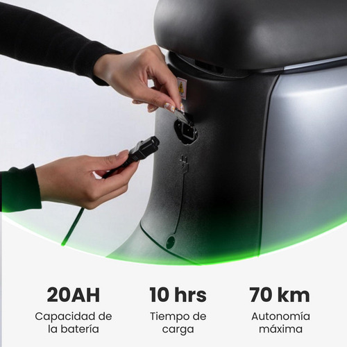 Bicicleta Eléctrica Motobici Neon EBIKE Vel Max 47 Km/h Motor 800w Frenos Disco Tambor Cuadro de Acero Color Gris