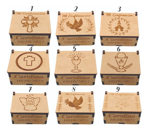 12 Cajas Recuerdo Para Confirmación 5.5x4x3cm,personalizada