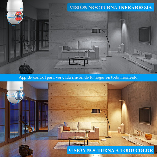 Cámara De Seguridad Socket 2mp Wifi Exterior/interior 360º