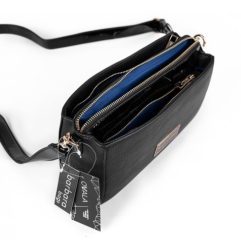 Imagen 3 de 6 de Cartera Bandolera Mujer Barbara Bags Simil Cuero Divisiones