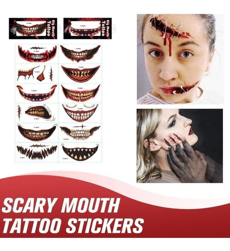 12 Hojas De Pegatinas Realistas Con Cara De Halloween Para H
