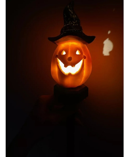 Lámpara Recargable Solar Diseño Halloween Con Estaca Jardin Calabaza Con Gorro