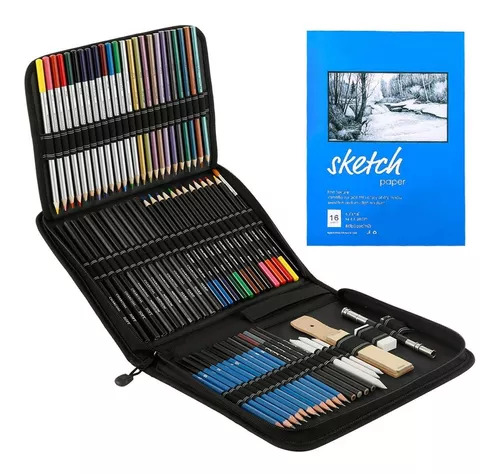 Kit de 71 piezas para dibujo y arte, lápices de colores para