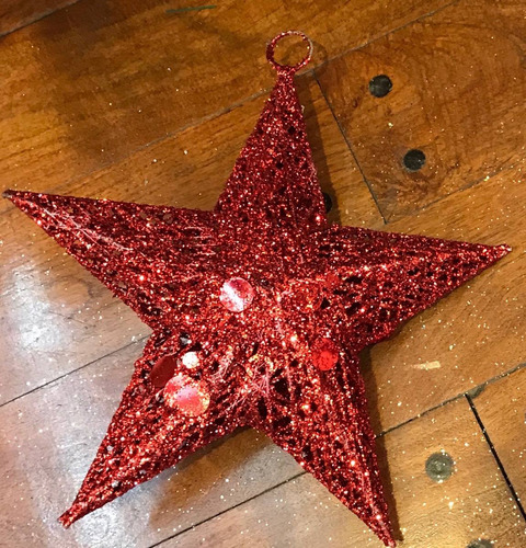 Imagen 2 de 5 de Estrella 20cm Alambre Rojo #30922 Arbol De Navidad Sheshu!