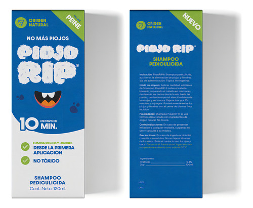 Piojo Rip Shampoo Anti Piojos Natural 120 Ml + Peine Sfn