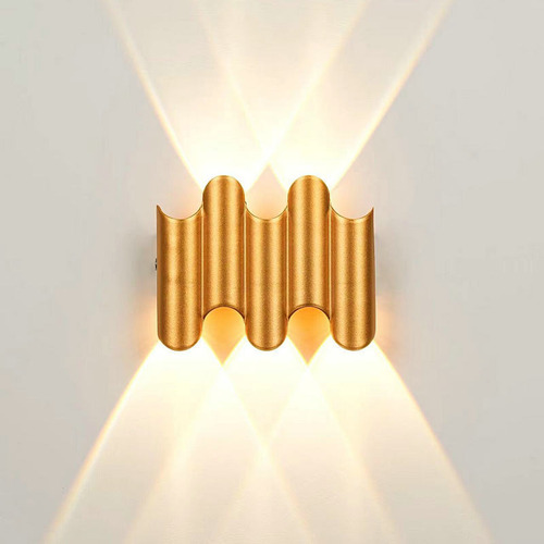 Lámpara Pared Led Aplique Moderna Oro Exterior Impermeable