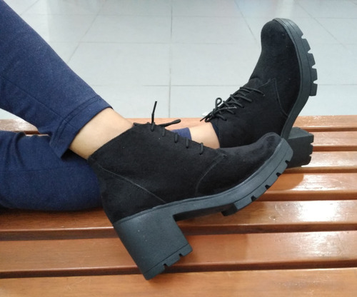 Botín-botas-zapato-mujer-negro-talla-36-taco-plataforma