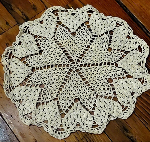 Carpeta Antigua Macrame Crochet Algodón Circular 25 Cm