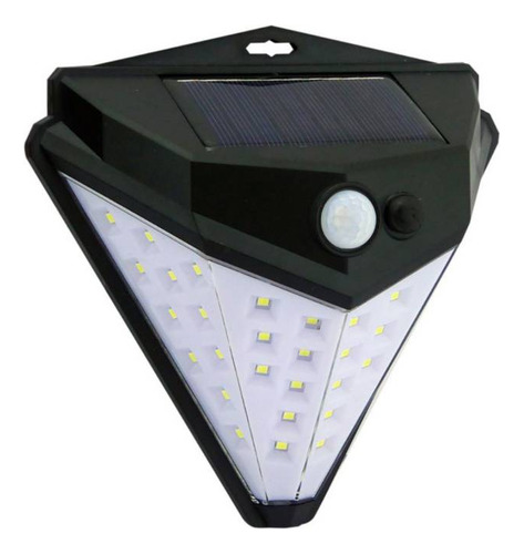 Foco Solar 39 Led Piramide Pared Con Sensor Mx48 Color Negro