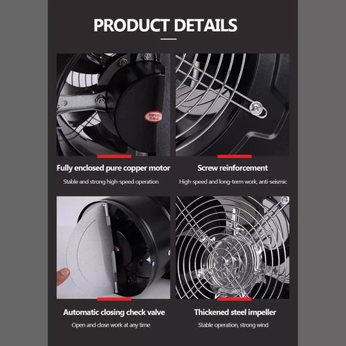 Extractor De Aire Ventilador Industrial Cocina 4''acero Inox Foowei