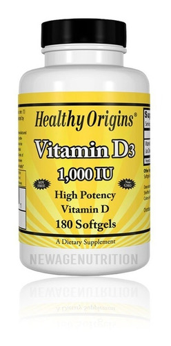 Vitamina D3 Importada 1000ui Healthy Origins C/180