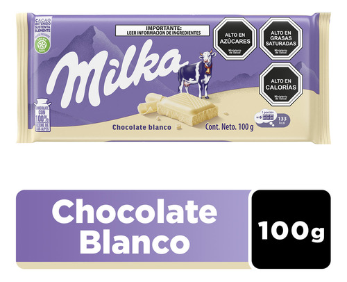 Chocolate Milka® De Leche Blanco Barra 100 Gr