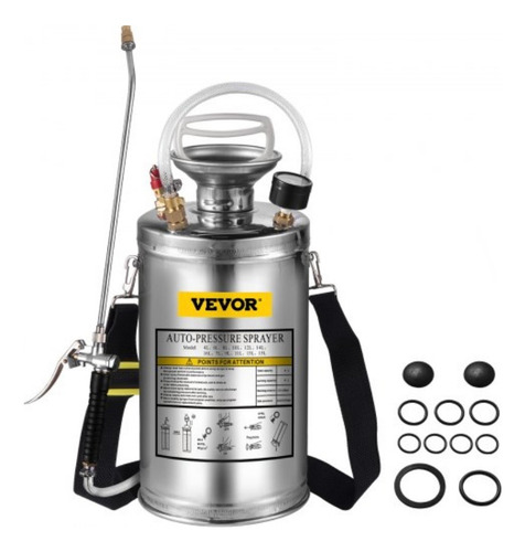 Rociador De Acero Inoxidable De 1.5 Gal Varilla Y Mango 16pu Plateado