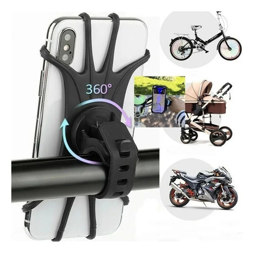 Suporte De Moto E Bike De Silicone 360 Universal Pra Celular