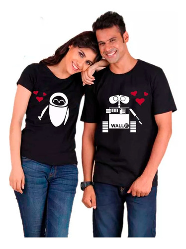 Poleras Manga Corta Pololo/novios/pareja Wall-e & Eva