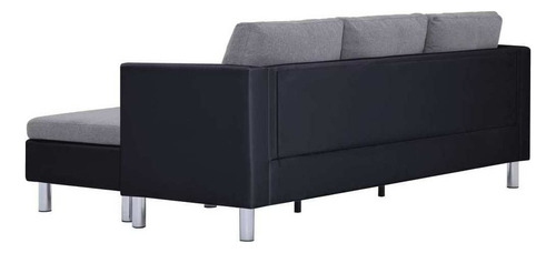 Sofá De 3 Plazas Con Cojines De Piel Sintética Negra M1 Color Negro