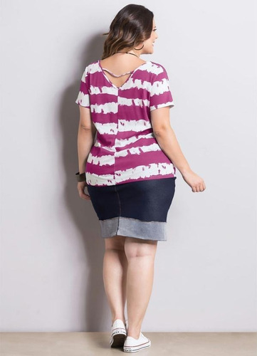 Imagem 4 de 7 de Blusa Feminina Tie Dye Manga Curta Moda Plus Size - 2291030
