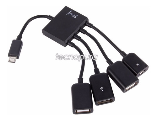 Cable Adaptador Micro Usb Otg / Hub Celular Tablet 3 Puertos
