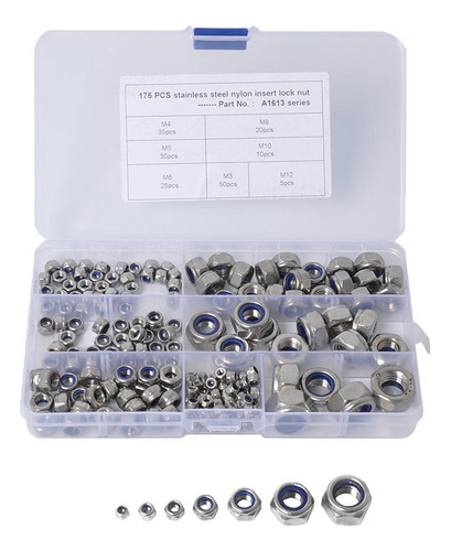 Kit Surtido De Tuercas De Bloqueo Hexagonales Con De De 175