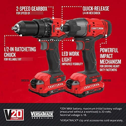 Taladro Inalámbrico Craftsman V20 Max Kit Combinado Cmck200c Negro/rojo Frecuencia