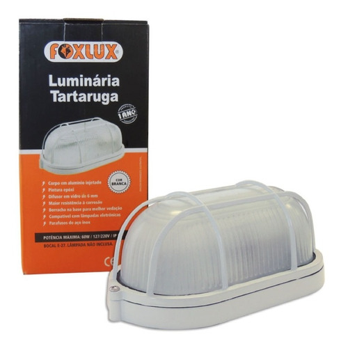 Luminaria Tartaruga Foxlux Aluminio Branca Bivolt E27