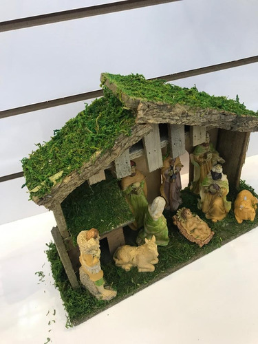 Presépio De Madeira Resina Grande Jesus Na Manjedoura Natal
